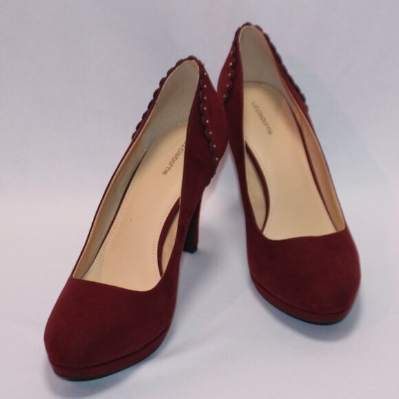 Liz Claibourne Burgundy Platform Heels - Picture 1 of 15